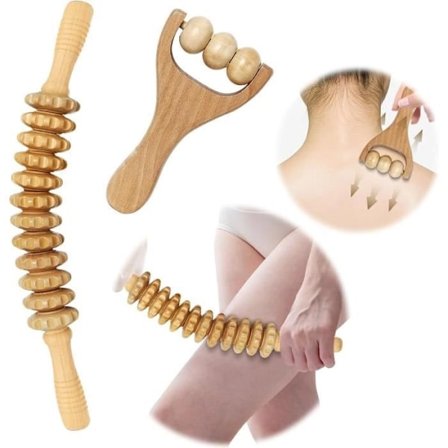 Massage Roller i Træ - Cellulite Massager - Lindrer Muskelsmerter