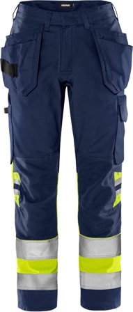 Fristads Dam Varsel hantverkarbyxa 2670 GPLU klass 1, Varsel Gul/Marinblå