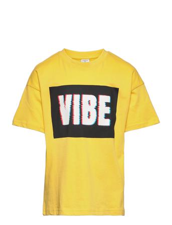 T Shirt W Placed Frontprint Yellow Lindex