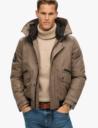 Superdry City Tweed Padded Bomber Jkt - Brown - XL