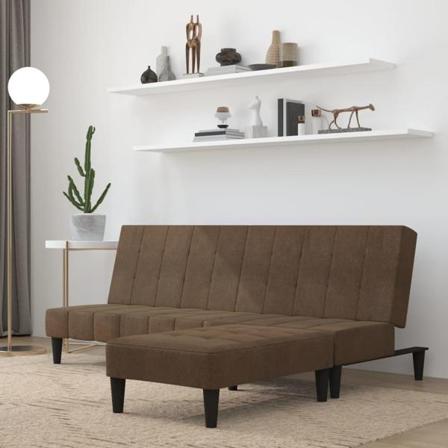 Vidaxl Bäddsoffa Med Pall 2-sits Brun Mikrofibertyg Brun