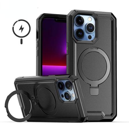 Magsafe Heavy Duty Drop Protection Fodral För Iphone 15 Pro Max 15 Ultra Med Stativ Black