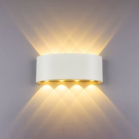 Moderne væglampe 8W Hvid LED væglampe op og ned væglampe Vandtæt lys til stue, soveværelse, gang, badeværelse dekoration Varm hvid [Energiklasse F]