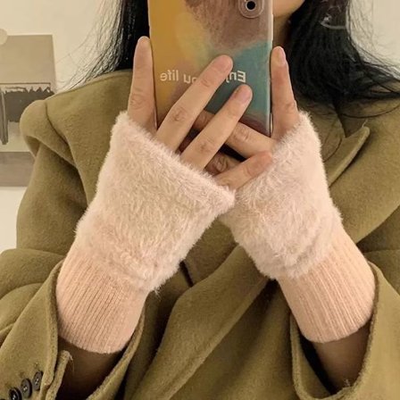 Naisten talviset puolisormikkaat, lämpimät ja pehmoiset, söpöt neulotut käsienlämmittimet toimistoon.