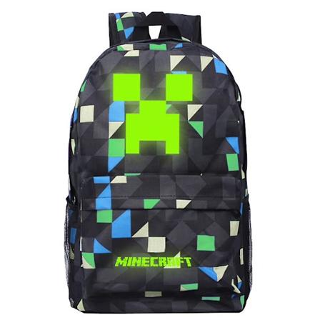 Minecraft Print Unisex Børne Rygsæk Stor Kapacitet Rygsæk Justerbar Rem Skole Taske[HK] Blue Green