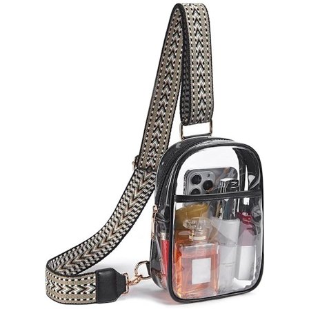 ING Gjennomsiktig veske, egnet for sportsarrangementer, gjennomsiktig håndveske for kvinner, crossbody-veske for stadion -