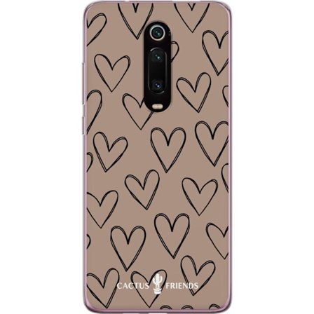 Kompatibelt Mobildeksel til Xiaomi Xiaomi Mi 9T Pro Cactus and Friends - Earthy Sketch Hearts