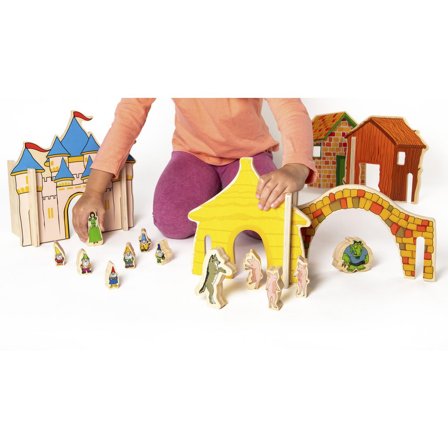 Sagobyn i trä 32 delar - Lyreco - Skola och förskola - Lekmaterial - Bygglek, konstruktion och mosaik
