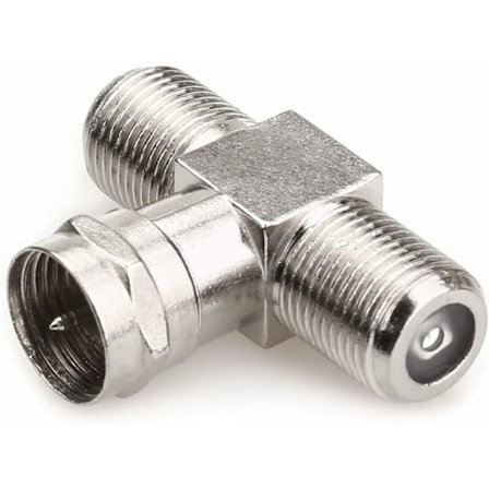 Typ Man till 2 Hon 3 Vägs Koaxialkabel Splitter Kontakt Adapter, f-kontakter satellit inomhus TV-antennkabelkontakter -2Pack