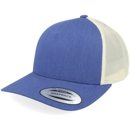 Yupoong - Blå trucker Caps - Retro 2-tone Blue/Beige A-frame Trucker @ Hatstore