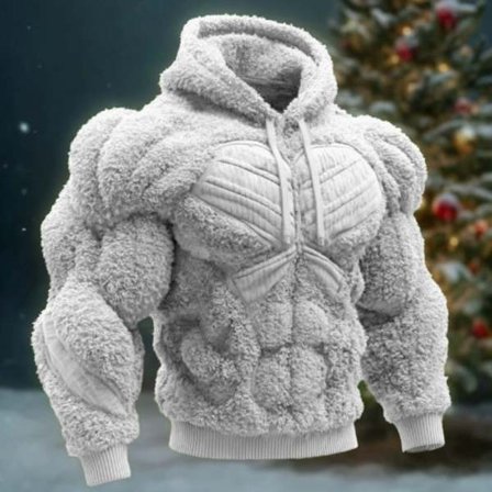 Hettegenser med muskeltrykk – Ensfarget mage-design hettegenser unisex *S*WY4614