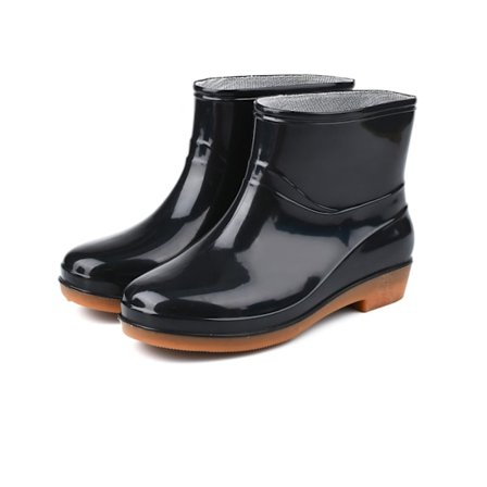 Dam regn stövlar mode halkfria korta regn stövlar runda huvud radian PVC plast regn stövlar svart 37