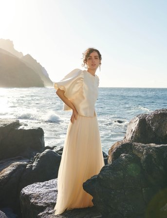 Malina Cleo Pouf Sleeve Blouse - White - XL