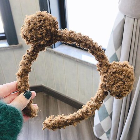 Sødt Plys Bamseøre Hårbånd til Kvinder Makeup Hårbånd