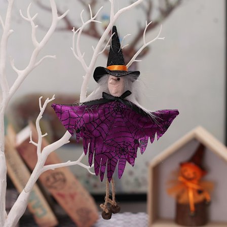 Mub- Allo Halloween Outdoor Decorations Holiday Party Scene Layout Pumpkin White Ghost Black Cat Dress Bell Doll Pendant