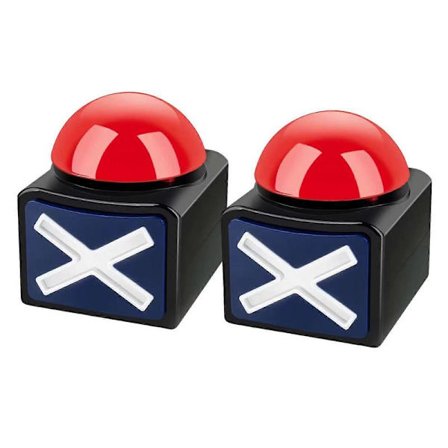 Spelbuzzer med lys og alarmlyd - Svarsknap til quiz, festkonkurrence, triviaquiz, talentshow for familiefejden