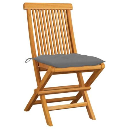 Vidaxl Trädgårdsstolar 2 St Med Gråa Dynor Massiv Teak Grå