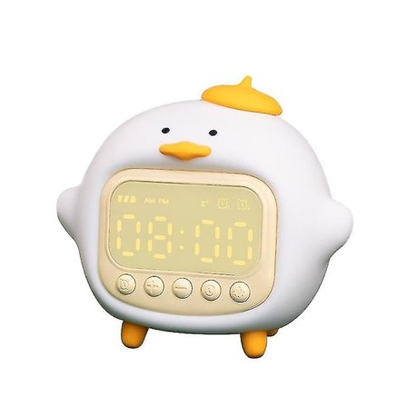 Hug Duck Vækkeur Nattelys Med Tid Børns Opladning Kreativt Elektronisk Ur Til Studerende(Hvid)