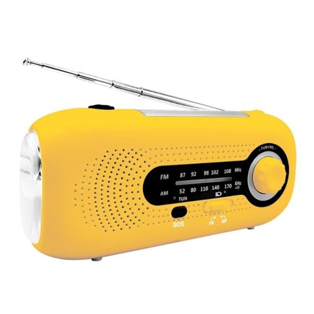 Nødradio Solradio AM/FM med sveiv, SOS-alarm og LED-lommelykt, 2000mAh batteri