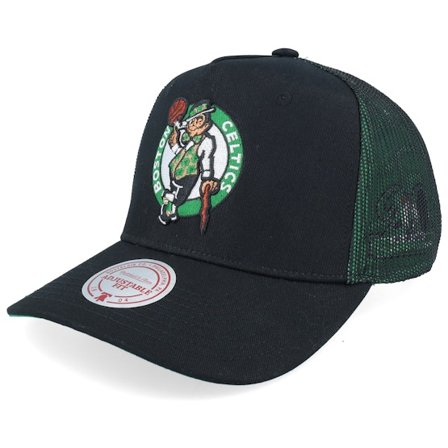 Mitchell & Ness - NBA Zwart trucker Cap - Boston Celtics Tremor Black A-frame Trucker @ Hatstore