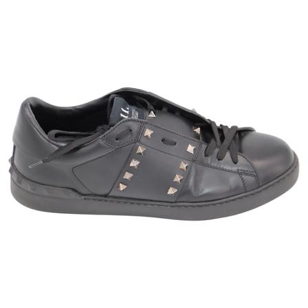 Valentino Vintage Pre-owned Garavani Rockstud Untitled Low-Top Sneakers in Calf Leather Sort, Herre, Størrelse: 42 EU