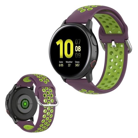 Samsung Galaxy Watch Active / Active 2 - 40mm / 44mm dubbelfärgat klockarmband - Lila / Grön