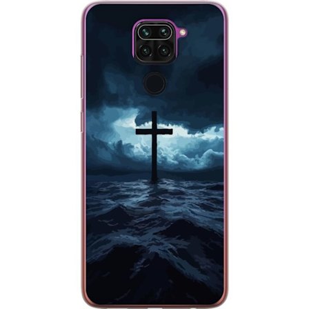 Xiaomi Redmi Note 9 Gjennomsiktig deksel Kors i stormfullt hav dramatisk kristen himmel mørke bølger religiøs kunst tro kors hav himmel åndelig ta