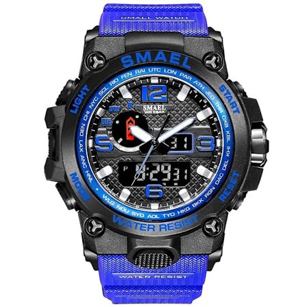 Smael klockor för män 50 m vattentät klocka Alarm Reloj Hombre 1545d Dual Display Armbandsur Quartz Military Watch Sport Ny Herr