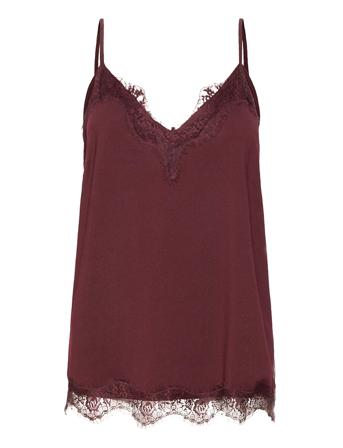 Strap Top W. Lace Bluse Ærmeløs Rød Coster Copenhagen