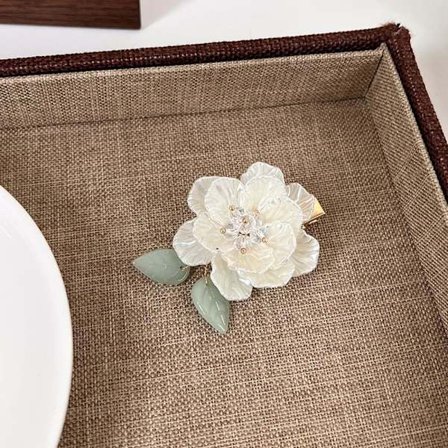 Hårklemmer, Hvide Kamelia Spænder Skal & Krystal Hår Tilbehør, 1 stk. Utsøgt Blomster Hovedbeklædning Bryllup Styling Værktøjer til Fest Bryllup 