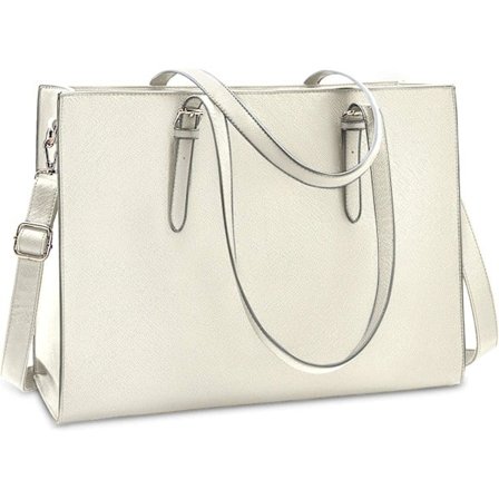 Dametasker til Laptop Vandafvisende Let Læder 15,6 Tommer Computer Taske Business Kontor Aktetaske Stor Kapacitet Håndtaske Skuldertaske Beige