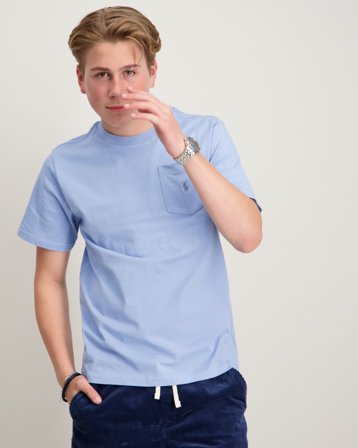 Polo Ralph Lauren Cotton Jersey Pocket Tee Bleu T-shirts Garçon - Kids Brand Store