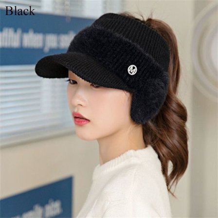 Strikket fleecelue Varm lue SVART