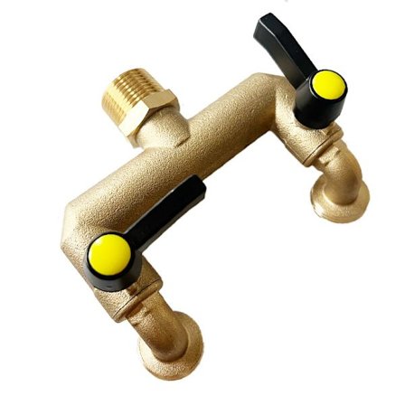 1/2" 2-vägs trädgårds T-fördelare med 2 st 3/4" 3-vägs trädgårdsslangskoppling kompatibel med tvättmaskin