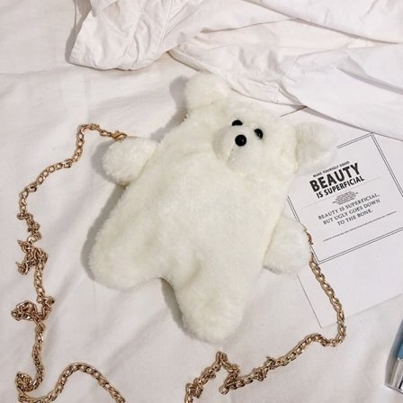 Dameveske Teddy Bear Crossbody Bag HVIT
