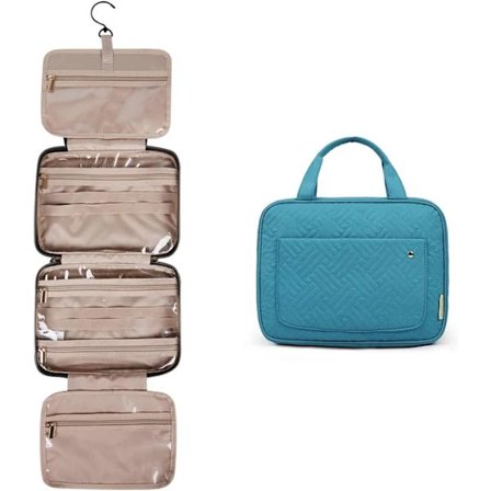 Hængende Toilet Taske Rejsetaske Stor Toilet Taske Dame Kosmetik Taske Transparent til Beholdere i Fuld Størrelse - Havblå