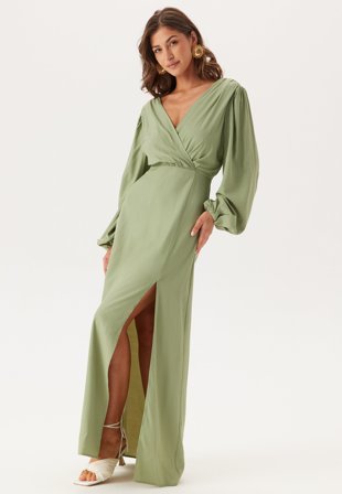 Bubbleroom Occasion - Balloon Sleeve Wrap Gown - L