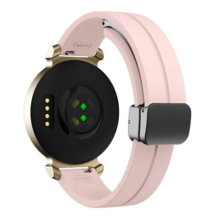 Garmin Lily 2 Silikonarmbånd med magnetisk sammenleggbar spenne - Rosa Med Svart Spenne