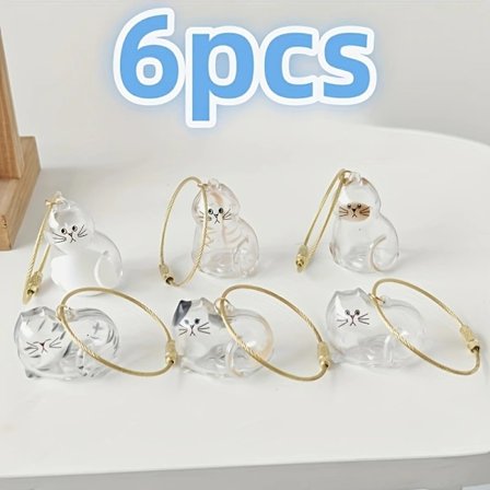 6 st Katt Hår Minnessak Lådor, Hängande Roterande Kapslar Style6