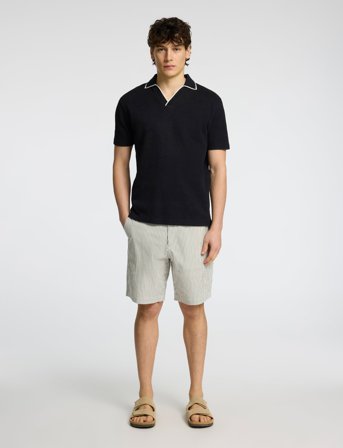 Selected Slhsangev Split Neck Ss Polo - Black - S
