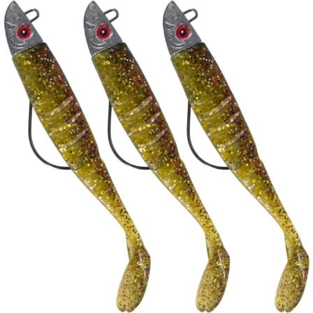 3st tobis mjuka fiskedrag med jigghuvud och paddelsvans