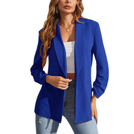 Kvinnor Öppna Front Blazers Sidofickor Cardigan Jacka