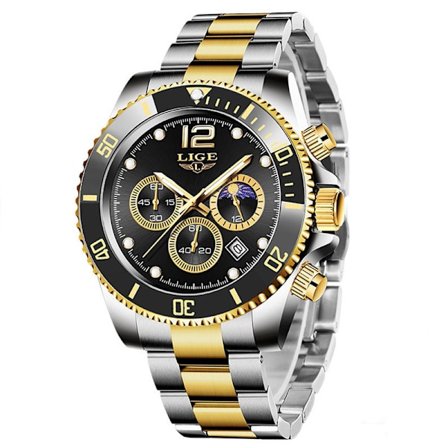LIGE Luksuriøs Elegant Kvarts Klokke i Rustfritt Stål 3 ATM Vanntett Herreklokke