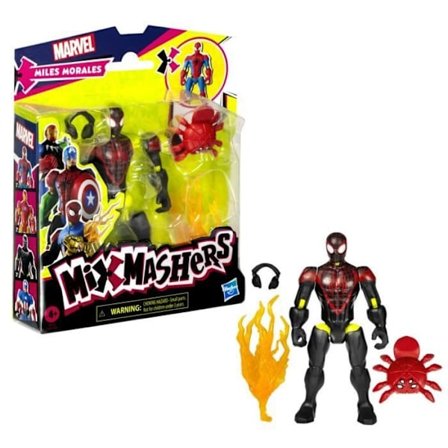 MixMashers Miles Morales, anpassningsbar statyett att mixa och matcha med tillbehör, Marvel, Ages 4 och uppåt