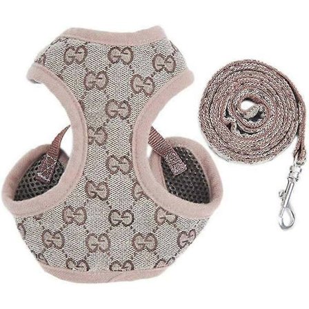 [LCS] Hundesele og bånd, justerbar myk nettingvest Sele Båndsett Netting Polstret Rutete Rømningssikker S)