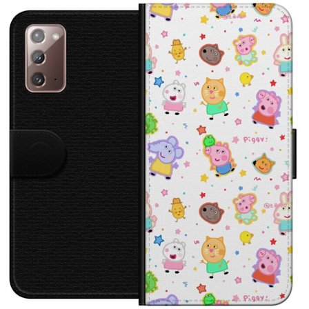 Yhteensopiva Lompakkokotelo Samsung Galaxy Note20 Värikkäät piirretyt eläinhahmot leikkisässä tyylissä tähtien ja pisteiden kera vaalealla taustalla