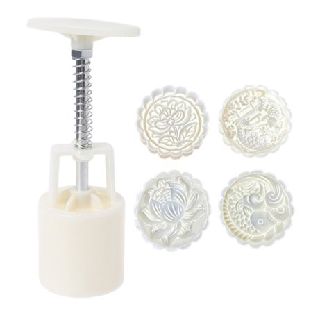 100g DIY 3D Mooncake Molds Mooncake Stamps Press Safe Moon Cake Tilbehør Lotus og karpe formet for midthøstfestivalen