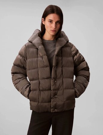 Calvin Klein Shine Wrap Mid Puffer - Grey - M