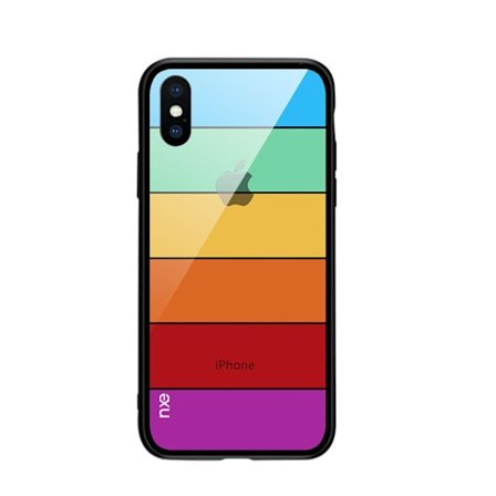 iPhone Xs Max NXE kuviollinen hybriidi lasi ja muovi takasuoja kuori - Tyyli D