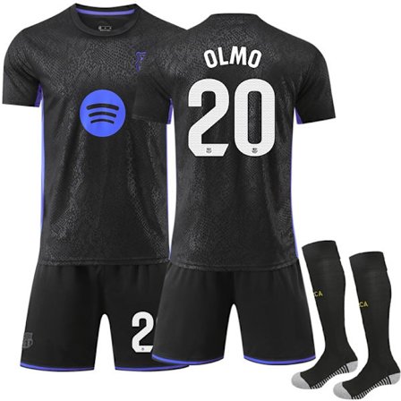 (AZC)25-26 Barcelona Black Mamba Special Edition Fotbollströja Set (Inklusive Strumpor) No.20 Olmo No.20 Olmo